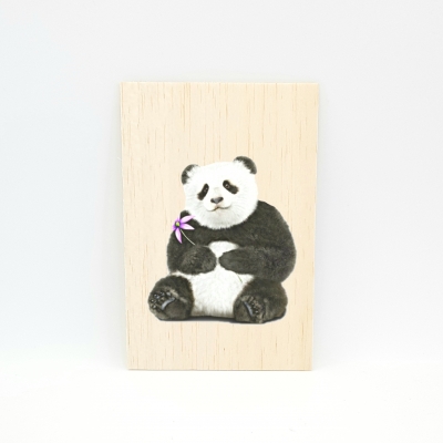 Houten fotokaart Panda-bloem Houten fotokaart Panda-bloem